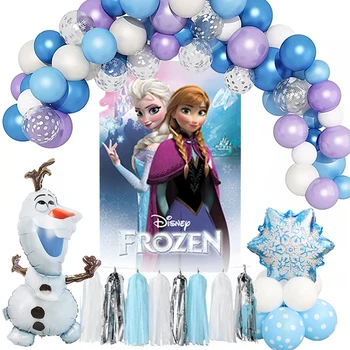 Dondurulmuş Elsa Anna Tema Balon Setleri Parti Posteri Kamışı Dekorasyon Noel Kar Tanesi Cosplay Gösterisi Doğum Günü Partisi Balon Düğün