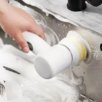 Elektrikli Spin Scrubber elektrikli Temizleme Fırçası 3 Fırça Kafaları ile Banyo Şarj Edilebilir tahta fırçası Duş Scrubber Mutfak için
