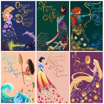 Elmas Boyama Disney Peri Masalı Prenses Çapraz Dikiş Kiti 5D DİY Elmas Nakış Mozaik Karikatür Sanat Dekoratif Boyama