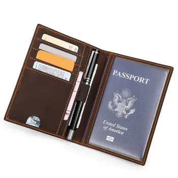 Erkek Pasaport Tutucu Hakiki deri cüzdan Adam Vintage İnek Derisi Pasaport Kapağı Marka Erkek Kalem Yuvası İle