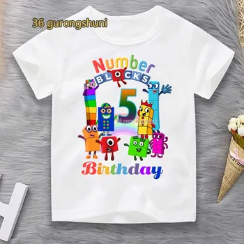 Erkek T Shirt Kızlar İçin Üstleri Yaz 5 Doğum Günü Grafik Tee Numberblocks Çocuk Giyim Çocuk Giysileri Kız 8 İla 12 Erkek t-shirt