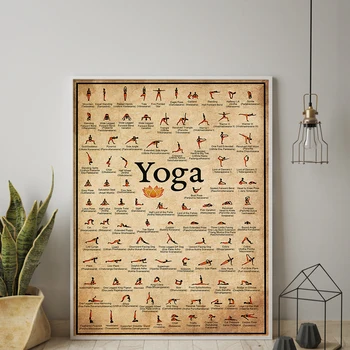 Ev Egzersiz Salonu Yoga Ashtanga Grafik Poz Sağlık Posteri duvar sanatı tuval yağlıboya Yoga Baskı Oturma Odası ev duvar dekoru