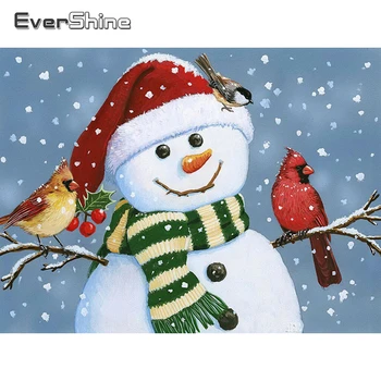 Evershine 5D Elmas Nakış Karikatür Kardan Adam DIY Mozaik Resim Çapraz Dikiş Kış Resim Rhinestones Ev Dekorasyon
