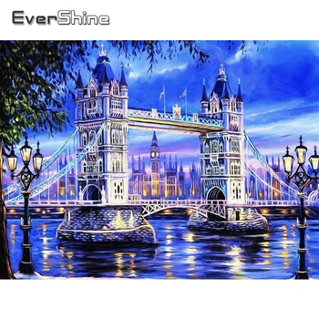 EverShine Elmas Mozaik Köprü Yeni Varış Elmas Boyama Gece Şehir Oya Nakış Manzara sanat dekoru Ev İçin