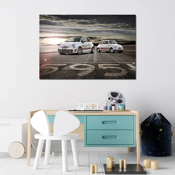 Fiat 595 Abarth Arabalar Fotoğraf Duvar sanat posterleri ve Baskı Tuval Resimleri Hediyeler Yatak Odası Ev Dekor İçin