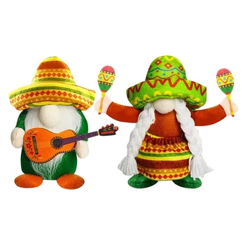 Fiesta Gnome Cinco De Mayo Meçhul Bebek Tomte Meksika Taco Salı Yaz Ev Mutfak Katmanlı Tepsi Süslemeleri