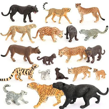 Gerçekçi Hayvan Modeli Safari Cheetah Kar Leopar Siyah Panter Panter Aksiyon Figürleri Modeli Koleksiyonu Oyuncaklar Çocuk Hediye için