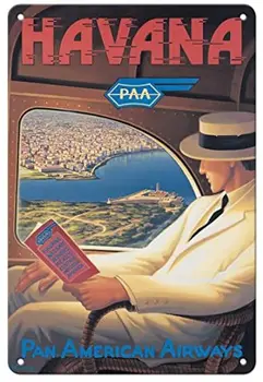 Havana, Küba - Pan American Airways (PAA) - Havayolu Şirketi Kerne Erickson Metal Tabela