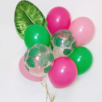 Hawaii Tropikal Parti Palmiye Yaprağı Balonlar Vahşi Bir Doğum Günü Partisi Süslemeleri Yeşil Orman Balon Jungle Safari Parti Balonlar