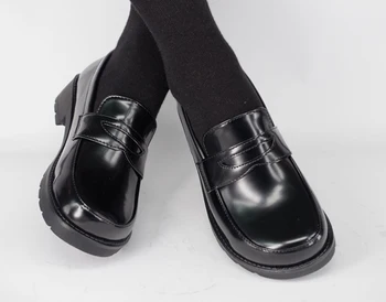 Japon Okul Öğrencileri Üniforma Ayakkabı Kadın Kız Lolita Uwabaki JK Yuvarlak Ayak Cosplay Med Topuklu