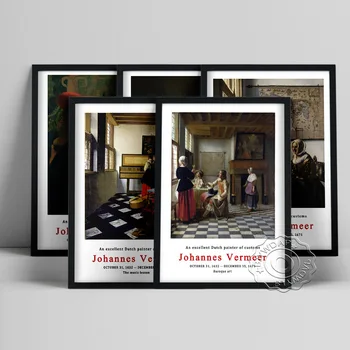 Johannes Vermeer Sergi Müzesi Posteri, Kırmızı Şapkalı Kız Tuval Boyama, Metresi Ve Hizmetçi Klasik Ev Dekor Baskılar