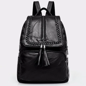 Kadın PU Deri Sırt Çantası okul çantası Klasik Siyah Su Geçirmez Seyahat Omuz Çantası Çok Fonksiyonlu Sırt Çantası Kadın Yeni