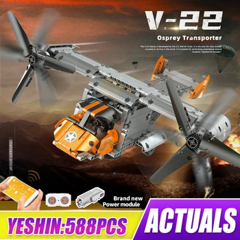 Kalıp KRAL 15043 Teknik V-22 Osprey Nakliye Uçağı ile Uyumlu MOC-10855 Yapı Taşı Tuğla Çocuklar noel hediyesi
