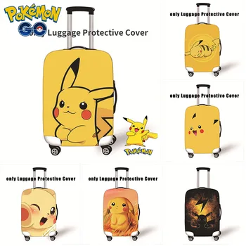 Karikatür Pokemon Pikachu Seyahat Bavul tozluk Su Geçirmez Bagaj Koruyucu Kapak için 18-32 İnç tekerlekli çanta Aksesuarları