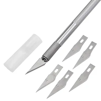 Kaymaz Metal Neşter Bıçak Araçları Kiti Kesici Gravür Zanaat bıçakları + 5 adet Bıçakları Cep Telefonu PCB DIY Onarım El Aletleri