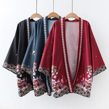 Kimono Hırka Japon Yaz Dış Giyim Geleneksel Asya Giyim Harajuku Yukata Ceket