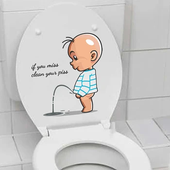 Komik Tuvalet Uyarı Tuvalet Çıkartmalar Çocuk İşeme Tuvalet Kapağı Dekorasyon Yaratıcı Kendinden yapışkanlı Çıkarılabilir Duvar Tuvalet Çıkartmalar