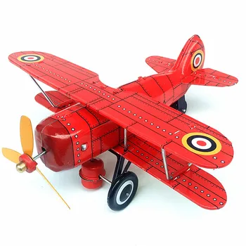 [Komik] Yetişkin Koleksiyonu Retro kurmalı oyuncak Metal Teneke ikinci dünya savaşı fighter pervane uçak Mekanik oyuncak Clockwork oyuncak hediye