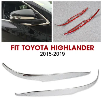 Krom Yan Kapı Dikiz aynası Kapağı Trim Şerit Toyota Highlander 2014-2018 İçin Krom Styling Etiketler Gümüş