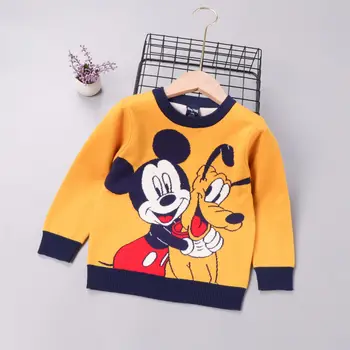 Kış Toddler Kız Giysileri Mickey Mouse Köpek Nakış Örme Kazak Kazak Tops Sonbahar Sıcak 2-8 Yıl Çocuk Boys Kıyafetler