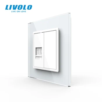 Livolo AB Standart Üretim Telefon Duvar Outlet Priz, kristal Cam Panel, tel fişler
