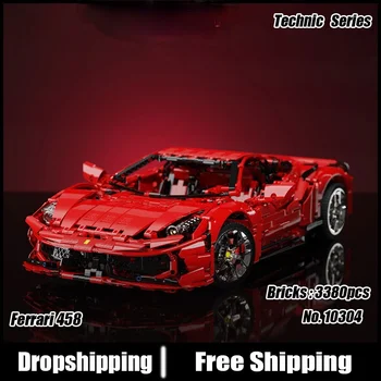 Mekanik Yüksek Teknoloji Serisi Süpersonik 458 Araba Yarışı Kırmızı Supercar Yapı Taşları 3380 adet Tuğla Oyuncaklar Hediye 10304