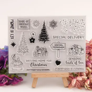 Merry Christmas Şeffaf Şeffaf Silikon Damga Mühür için DIY Scrapbooking Fotoğraf Albümü Dekoratif açık Pullar T1423