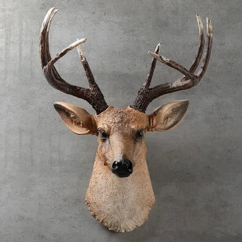 [MGT] Amerikan gerçekçi geyik kafası duvar asılı hayvan kafası reçine kolye ev dekorasyon mağazası duvar asılı, en iyi hediye