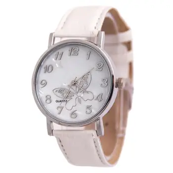 Moda Kelebek İzle Kadınlar Casual Beyaz Saatler Deri Band Analog Kuvars Kol Saatleri Ucuz Fiyat Dropshipping Reloj Mujer