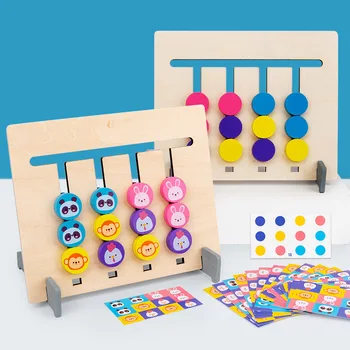 Montessori Oyuncak Renkler ve Hayvan Çift Taraflı Eşleştirme Oyunu Mantıksal Akıl Yürütme Eğitim Çocuk Eğitici Oyuncaklar Çocuk Ahşap Oyuncak