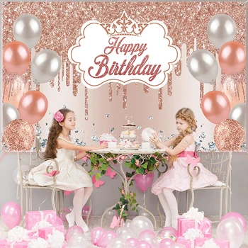 Mutlu Doğum Günü Zemin Afiş Büyük Glitter Kumaş Balon Arka Plan Doğum Günü Partisi Dekorasyon Malzemeleri için 180x110cm