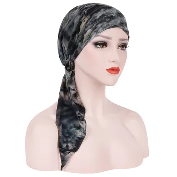 Müslüman Kadınlar Yumuşak Türban Şapka Önceden Bağlı Eşarp Pamuk Kemo Kasketleri Bonnet Kapaklar Bandana Başörtüsü Başkanı Wrap Kanseri saç aksesuarları