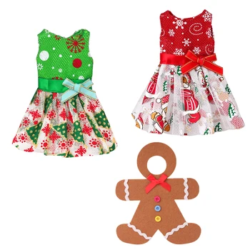 Noel Elf oyuncak bebek giysileri 3 Adet Elbise Zencefilli Kurabiye Adam Lalafan Kawaii AccessoriesToys doğum günü hediyesi (Sadece Giysi)