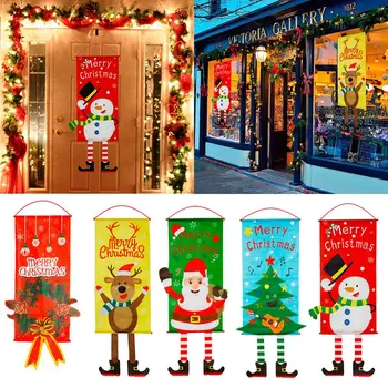 Noel Kapı asmak için bayrak Mutlu yılbaşı dekoru Ev için 2021 Noel Süsler Noel Navidad Noel Hediyeleri Yeni Yıl 2022