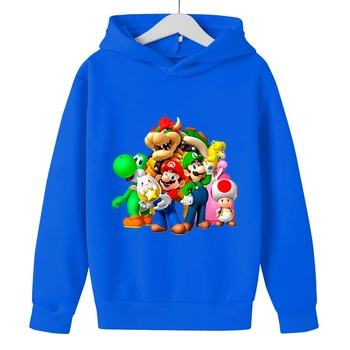 Oyun Süper Mario bros Hoodie Çocuklar İçin Üstleri Uzun Kollu Erkek Giysileri Kız Bebek Karikatür Çocuk Moda Bahar Sonbahar Kazak