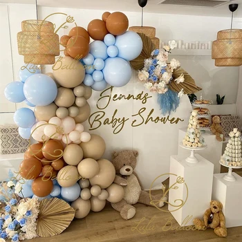 Pastel Mavi kahverengi Balon Garland Kemer Düğün Gelin Duş Parti Doğum Günü Festivali Dekorasyon