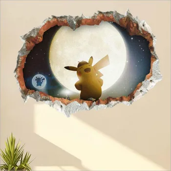 Pokemon Pikachu Duvar Kağıdı çocuk Odası Karikatür Kendinden Yapışkanlı Pokbaby Dekorasyon Pet Elf Hazine Rüya duvar çıkartmaları Oyuncak