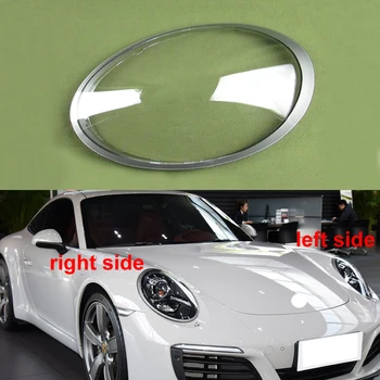 Porsche 911 991 2012-2018 için Şeffaf Abajur Far Kapağı Lamba Kabuk Far gölge lensi Gümüş Gri Kenar