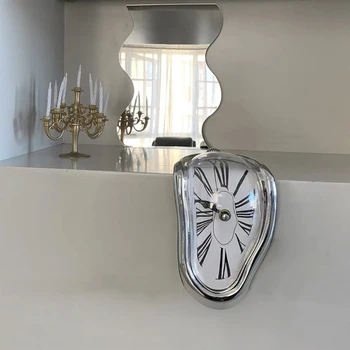 Retro Ins Tarzı Yaratıcı Süsler Bükülmüş Saat Kişiselleştirilmiş Odası Dekorasyon Düzensiz Sessiz Erime Saat Kavisli duvar saati
