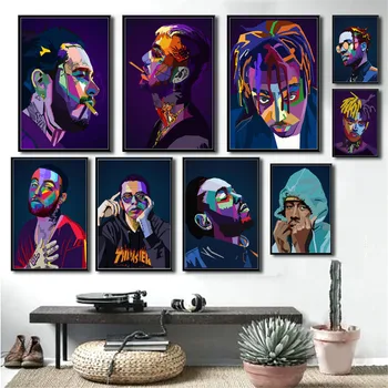 Sanat dekoru Dünya J Cole Sonrası Malone Mac Miller Travis Scoot Rapçi Yıldız Hip Hop Duvar Sanatı Ev Dekor posterleri tuval boyama K687