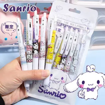 sevimli 6 adet çanta jel kalem Sanrio Kawaii makaralı tükenmez Kalem Çocuk Kırtasiye Anime Melodi KTcat Ins Siyah 0.5 MM Okul Kız Hediye