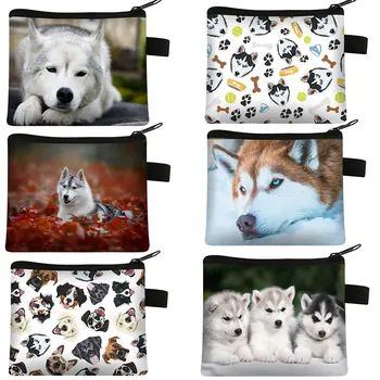 Sevimli Köpek kızağı Köpek Baskı Kız bozuk para cüzdanı Sevimli Pet Mini Sikke Çanta Seyahat Moda Kredi kart çantası Hediye