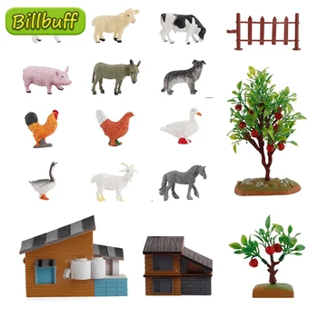 Simülasyon Çiftlik dekorasyon aksesuarı Meyve Ağacı Hayvanlar Ev Modelleri Bahçe Peyzaj Minyatür Aksiyon Figürleri Oyuncaklar çocuklar için