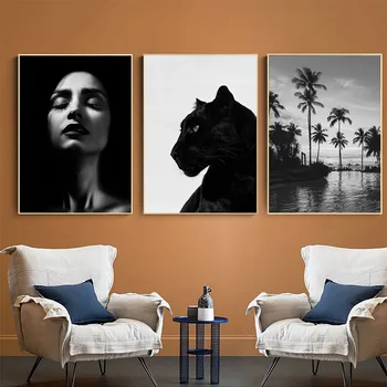 Siyah ve Beyaz Manzara İç Boyama Modern Poster ve Baskı Duvar Dekor Tuval Dekoratif Oturma Odası Yatak Odası için Ev