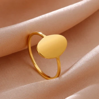 Skyrim Geometrik Oval Yüzük Paslanmaz Çelik Altın Renk Kadın Yüzükler Moda Minimalist Takı 2023 sevgililer Günü Hediyesi Toptan