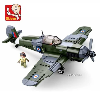 Sluban WW2 Askeri Ordu Spitfire Uçak Şehir Savaş Uçağı Mücadele Uçak Setleri Modeli oyuncak inşaat blokları Çocuk Erkek Hediyeler için