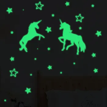 Sıcak satış aydınlık unicorn duvar sticker PE malzeme unicorn gravür aydınlık sticker