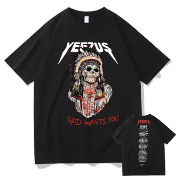 Tanrı Istıyor Sıze Tees Kanye West Çift Taraflı Logo baskı t-shirt Tops Tribal Kafatası Grafik T-Shirt Yaz Erkek Kadın Hip-Hop T Shirt