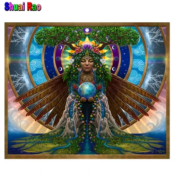 Tanrıça Toprak Ana Gaia Elmas Boyama Çapraz Dikiş Portre Resimleri Mozaik 5D DIY Elmas Nakış ev dekor