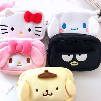 Taşınabilir Hello Kittys Kozmetik Çantası Sanrios Peluş Anime Kalem Kutusu Çok Fonksiyonlu Kawaii Karikatür Yüksek Kapasiteli Saklama
